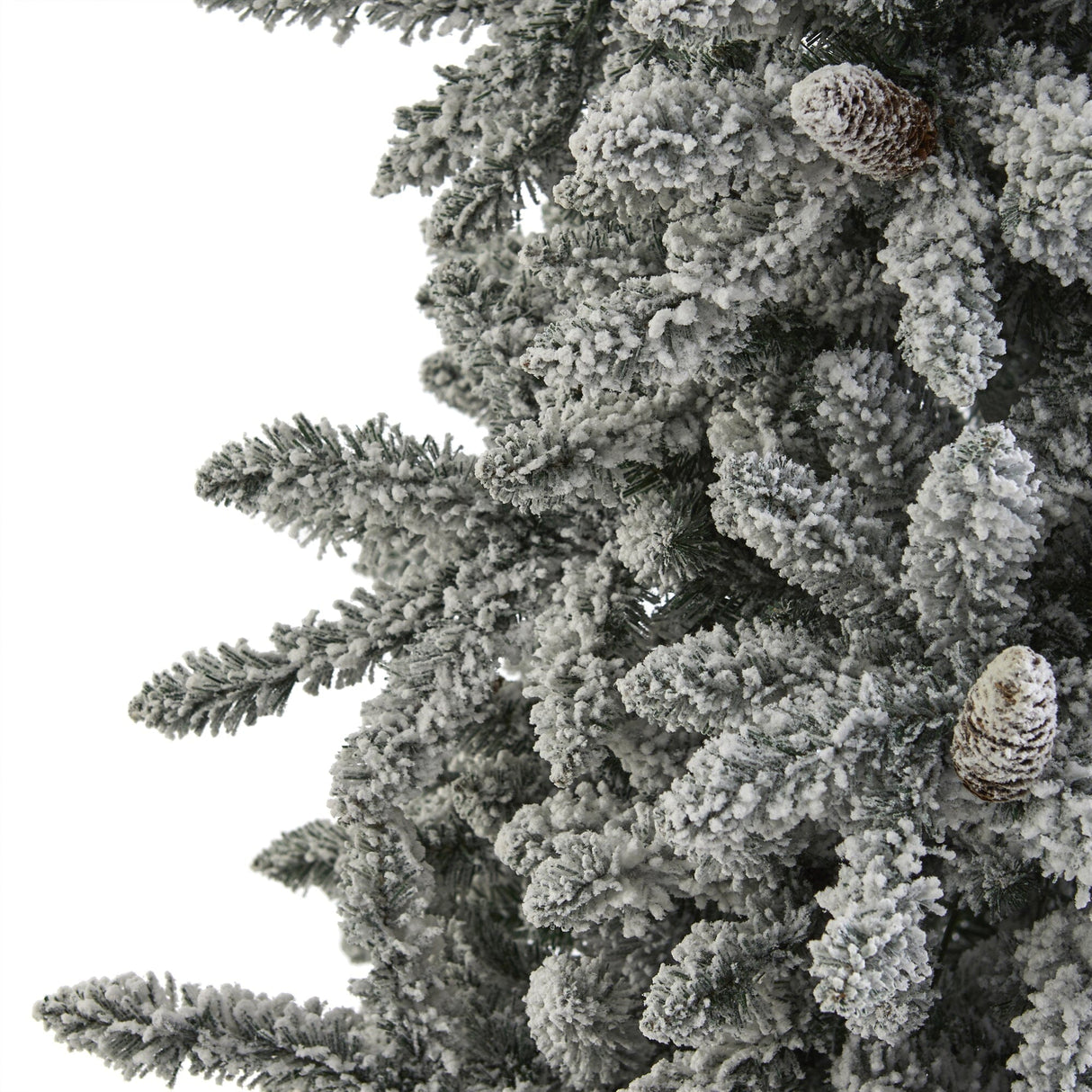 7.5’ Flocked Livingston Fir Artificial Christmas Tree with Pine Cones and 1336 Bendable Branches