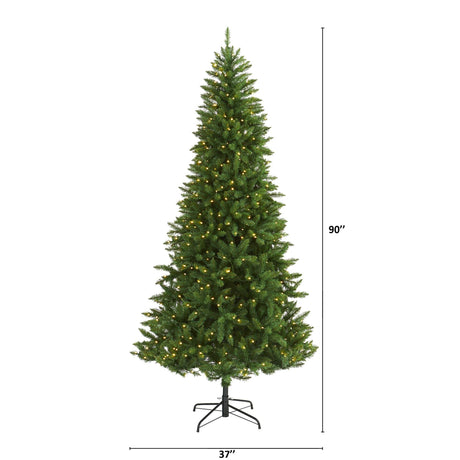 7.5’ Green Valley Fir Artificial Christmas Tree with 500 Clear LED Lights