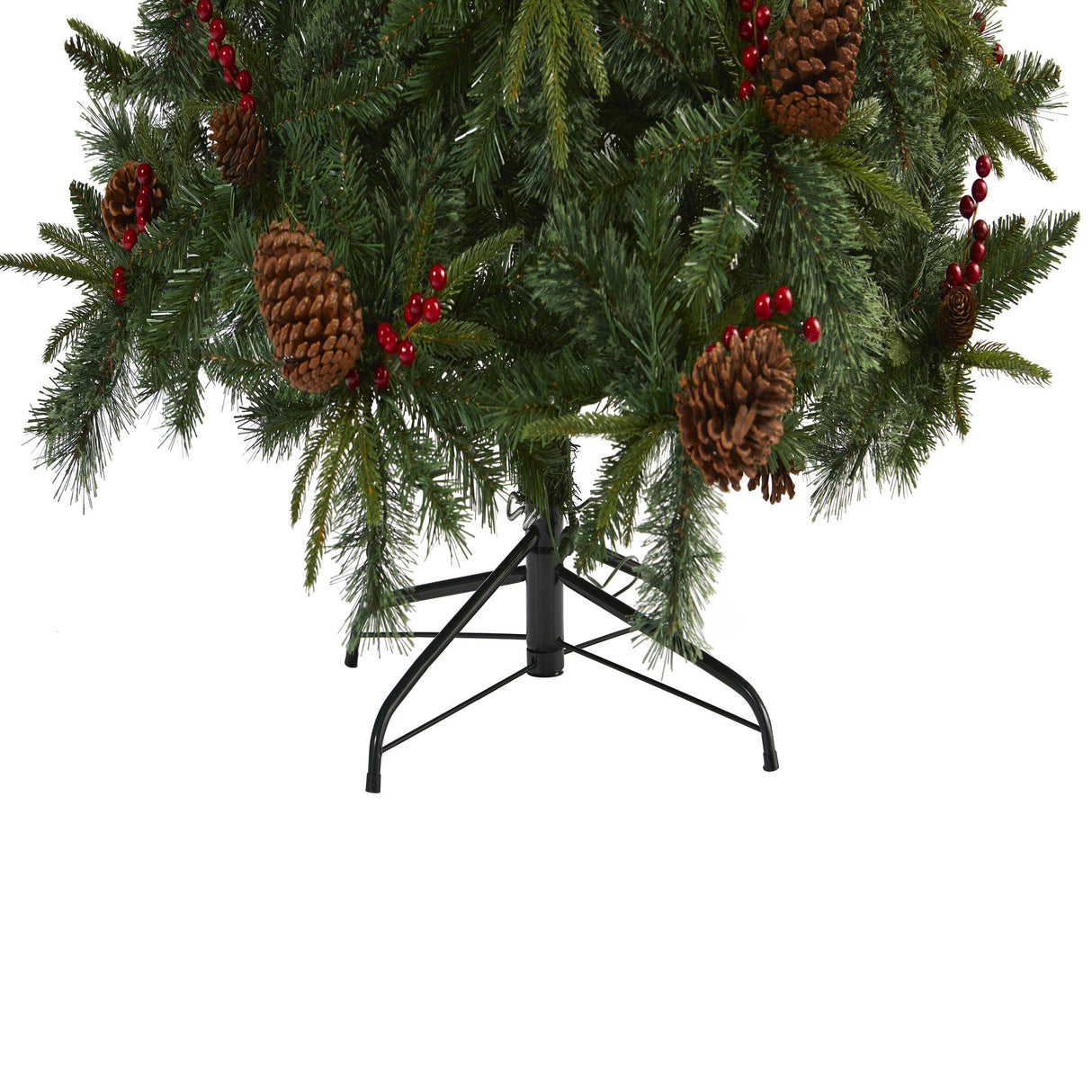 7.5’ Norway Mixed Pine Artificial Christmas Tree with 450 Clear LED Lights, Pine Cones and Berries