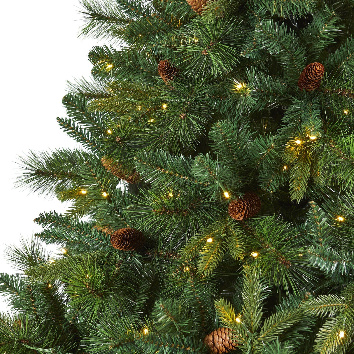 7.5’ West Virginia Full Bodied Mixed Pine Artificial Christmas Tree with 600 Clear LED Lights and Pine Cones