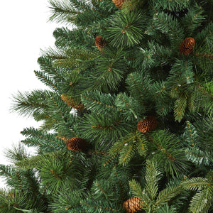 7.5’ West Virginia Full Bodied Mixed Pine Artificial Christmas Tree with 600 Clear LED Lights and Pine Cones