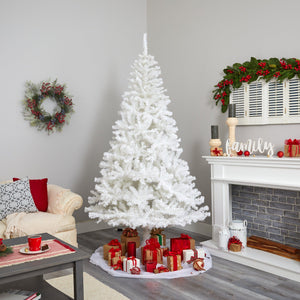 7.5' White Artificial Christmas Tree with 1380 Bendable Branches and 400 Clear LED Lights