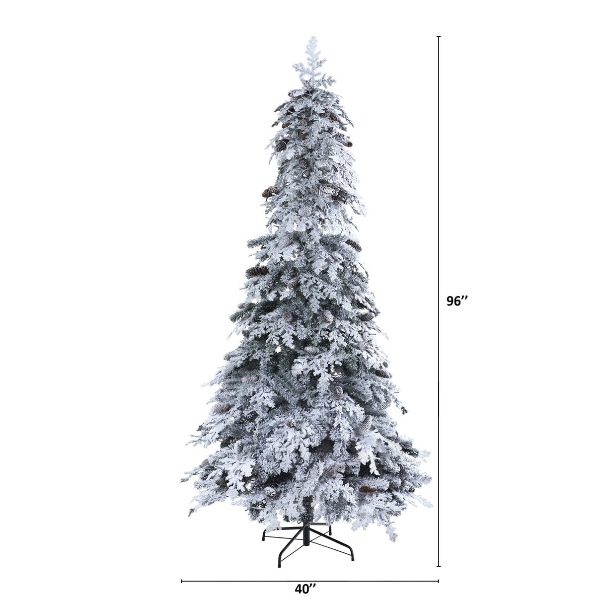 8’ Flocked Montana Down Swept Spruce Artificial Christmas Tree with Pinecones and 500 LED Lights