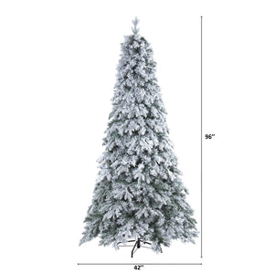 8' Flocked Vermont Mixed Pine Artificial Christmas Tree with 600 LED Lights