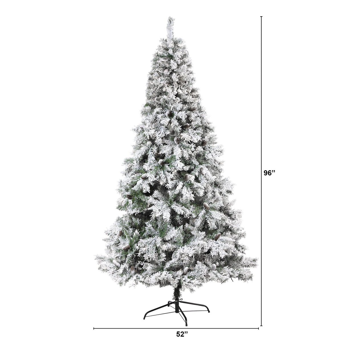 8' Flocked White River Mountain Pine Artificial Christmas Tree with Pinecones