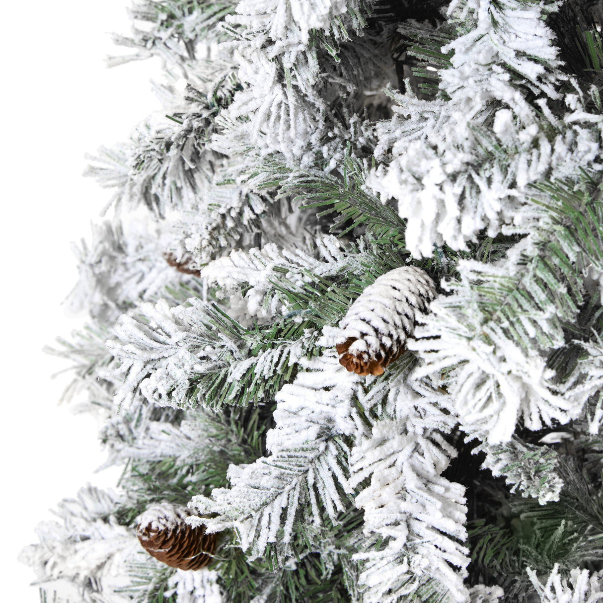 8' Flocked White River Mountain Pine Artificial Christmas Tree with Pinecones