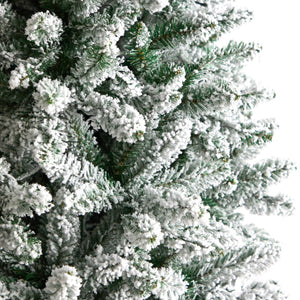 8’ Slim Flocked Montreal Fir Artificial Christmas Tree