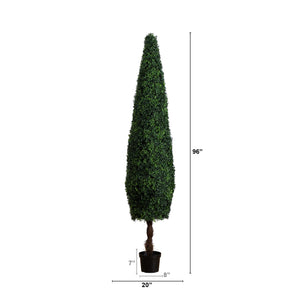 8’ UV Resistant Artificial Boxwood Topiary Cone Tree (Indoor/Outdoor)