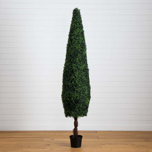 8’ UV Resistant Artificial Boxwood Topiary Cone Tree (Indoor/Outdoor)