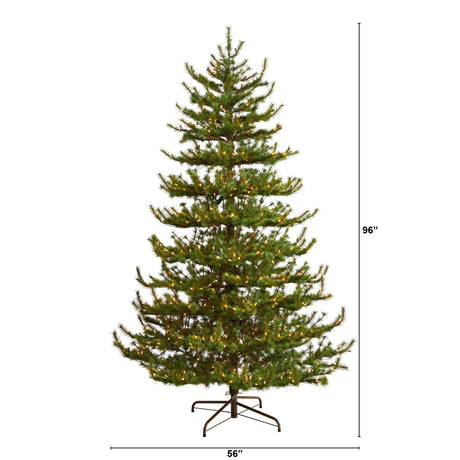 8’ Vancouver Mountain Pine Artificial Christmas Tree with 650 Clear Lights and 2199 Bendable Branches