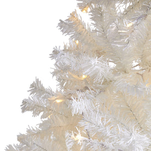 8' White Artificial Christmas Tree with 1500 Bendable Branches and 450 LED Lights