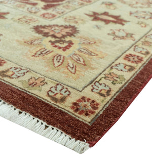 8X10 Fine Hand Knotted Rust And Gold Traditional Design Wool Rug