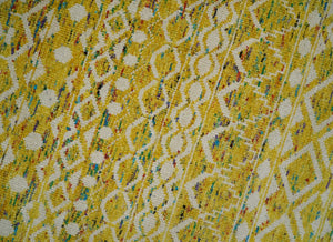 8.7x11.4 Hand Knotted Gold and White Ivory Contemporary Southwestern Tribal Trellis Recycled Silk Area Rug | OP4