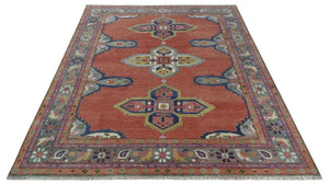 8x10, 9.5x12 and 10x14 Hand Knotted Dark Peach and Silver Traditional Wool Rug