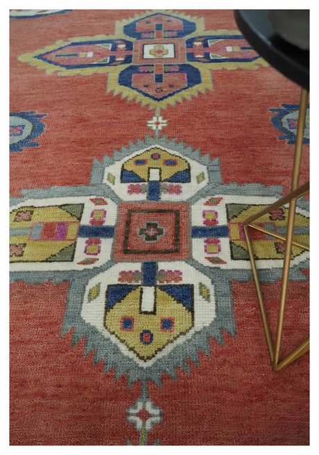 8x10, 9.5x12 and 10x14 Hand Knotted Dark Peach and Silver Traditional Wool Rug