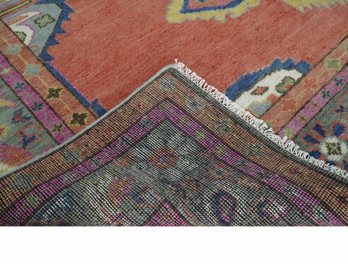 8x10, 9.5x12 and 10x14 Hand Knotted Dark Peach and Silver Traditional Wool Rug