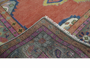8x10, 9.5x12 and 10x14 Hand Knotted Dark Peach and Silver Traditional Wool Rug
