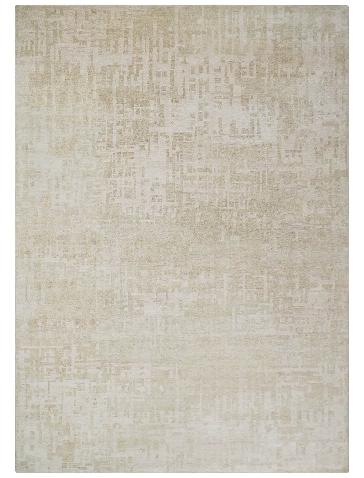 8x10, 9x12 and 10x14 Hand Knotted Ivory and Beige Modern Abstract Contemporary Recycled Silk Area Rug | OP14