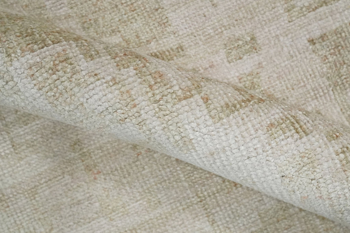8x10, 9x12 and 10x14 Hand Knotted Ivory and Beige Modern Abstract Contemporary Recycled Silk Area Rug | OP14