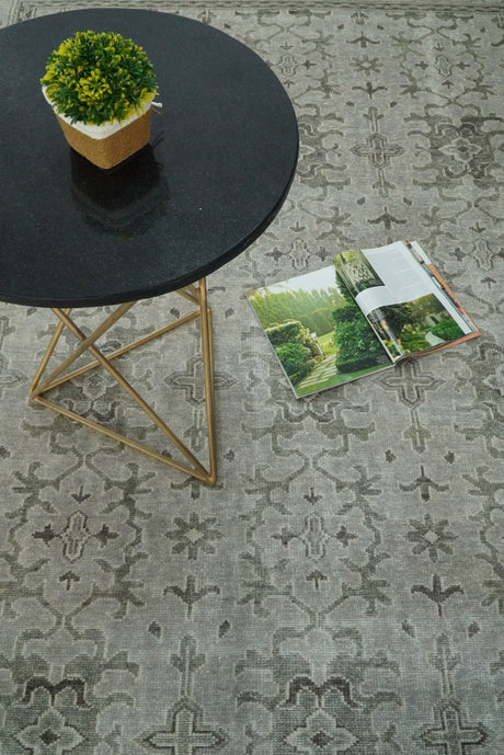 8x10, 9x12 and 10x14 Hand Knotted Wool Blend Silver and Brown Area Rug | EMP7