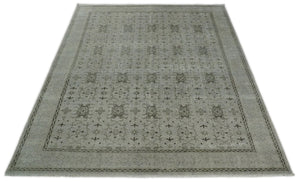 8x10, 9x12 and 10x14 Hand Knotted Wool Blend Silver and Brown Area Rug | EMP7
