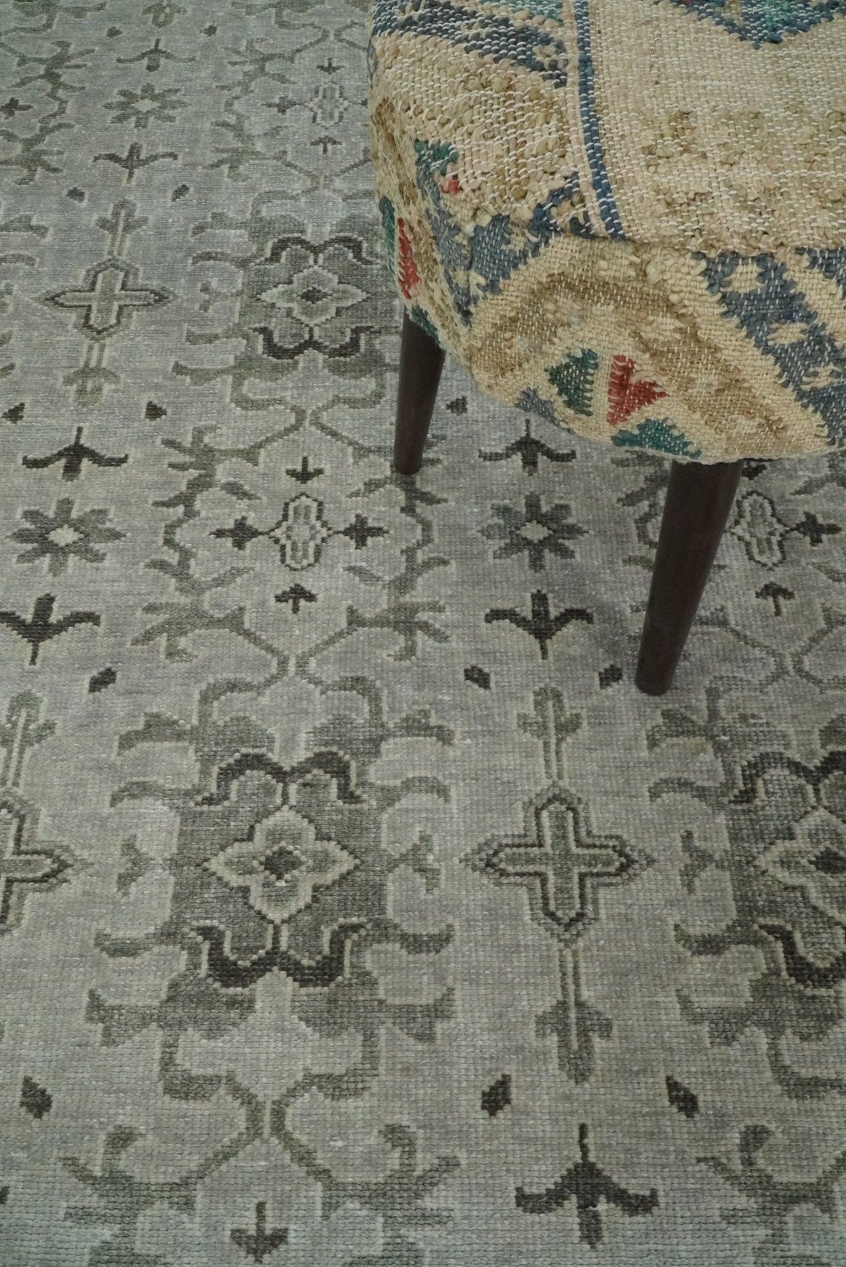 8x10, 9x12 and 10x14 Hand Knotted Wool Blend Silver and Brown Area Rug | EMP7