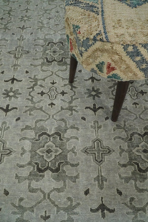 8x10, 9x12 and 10x14 Hand Knotted Wool Blend Silver and Brown Area Rug | EMP7