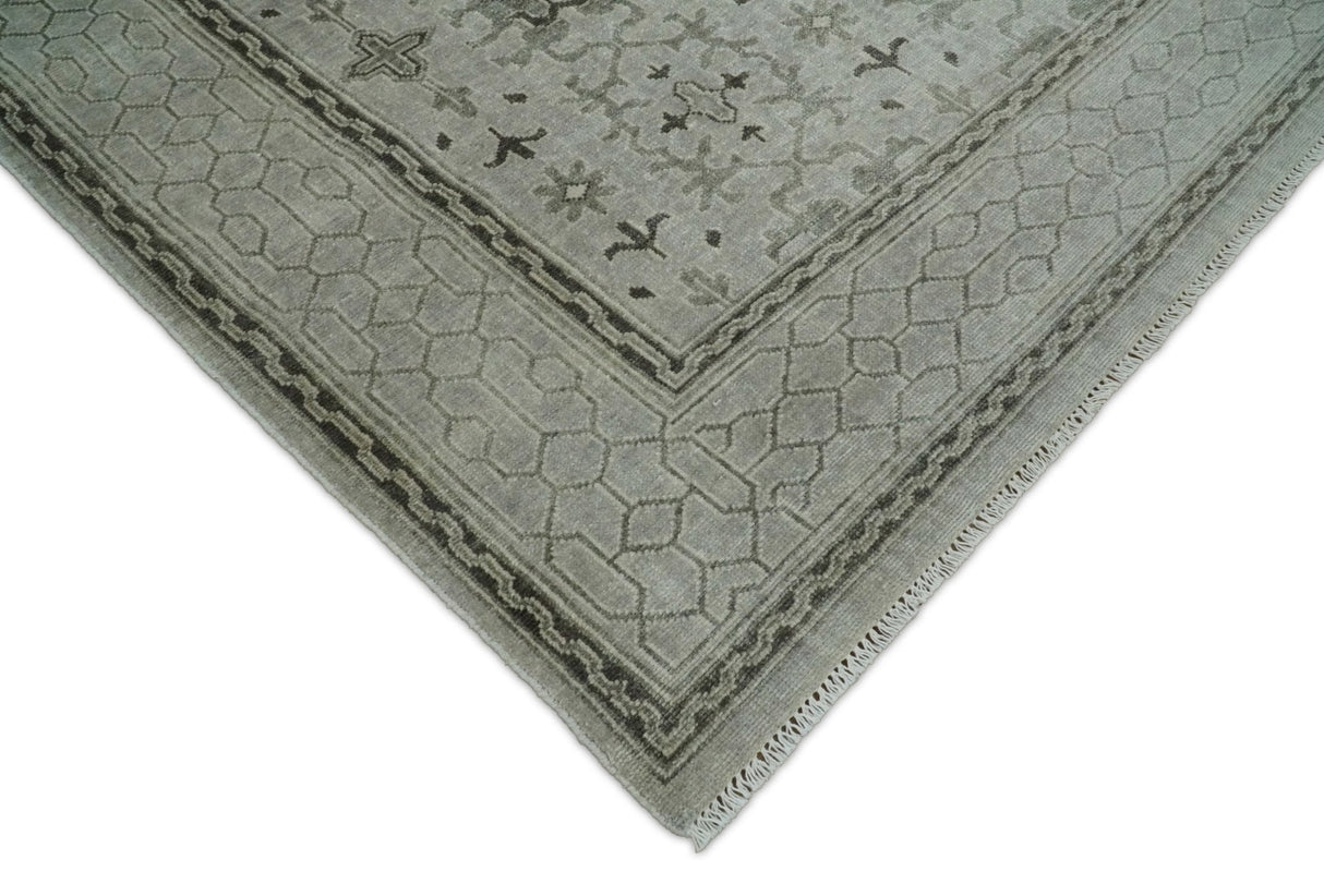 8x10, 9x12 and 10x14 Hand Knotted Wool Blend Silver and Brown Area Rug | EMP7