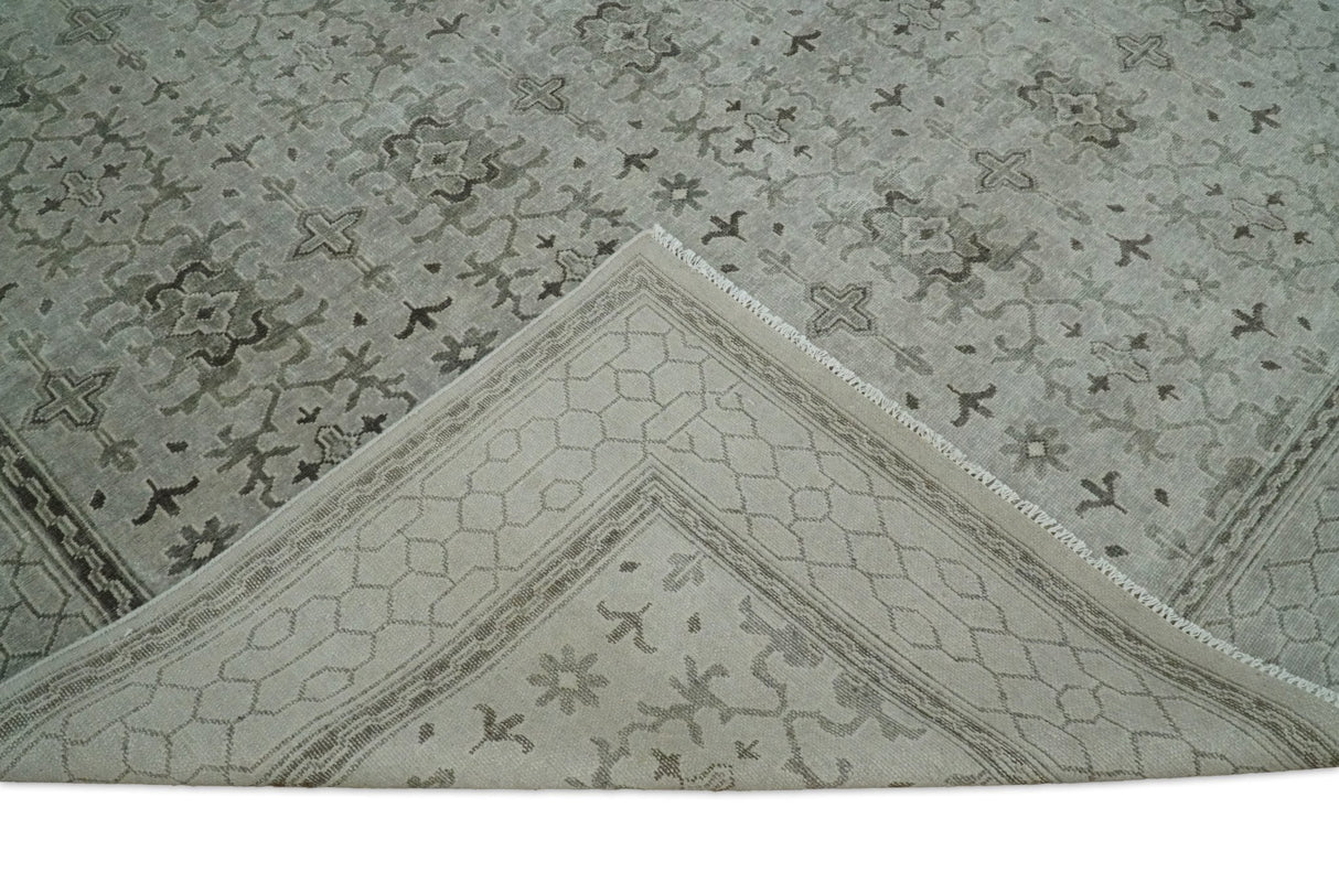 8x10, 9x12 and 10x14 Hand Knotted Wool Blend Silver and Brown Area Rug | EMP7