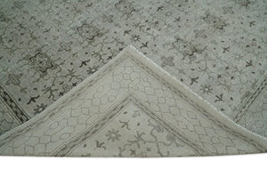 8x10, 9x12 and 10x14 Hand Knotted Wool Blend Silver and Brown Area Rug | EMP7