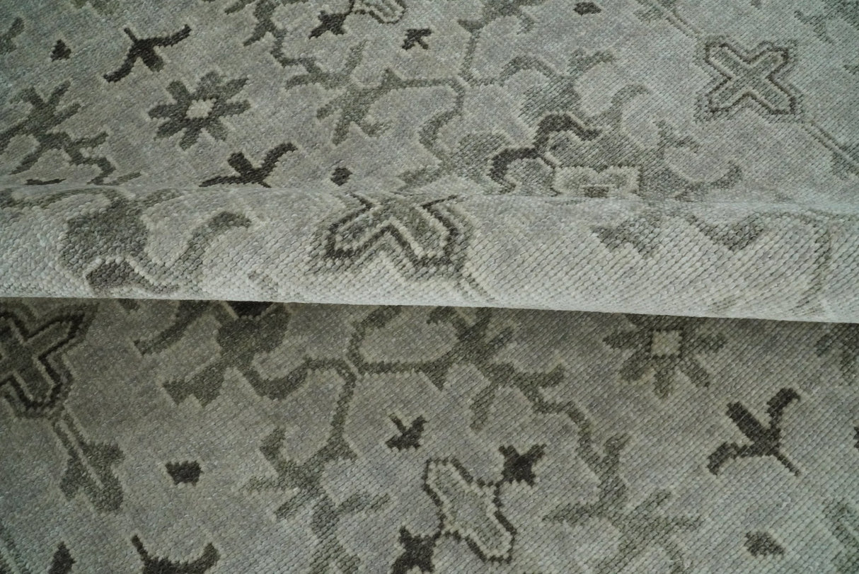8x10, 9x12 and 10x14 Hand Knotted Wool Blend Silver and Brown Area Rug | EMP7