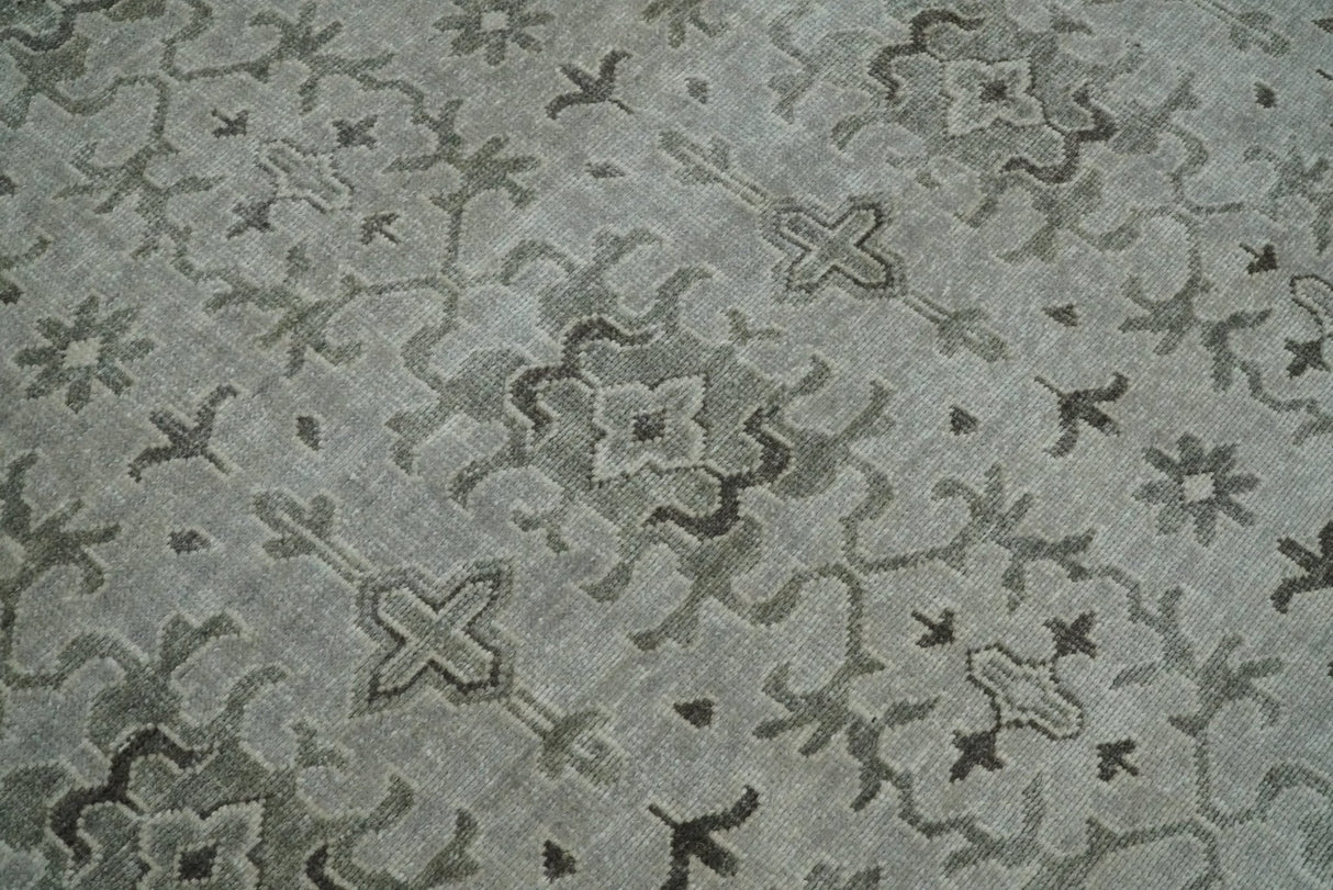8x10, 9x12 and 10x14 Hand Knotted Wool Blend Silver and Brown Area Rug | EMP7