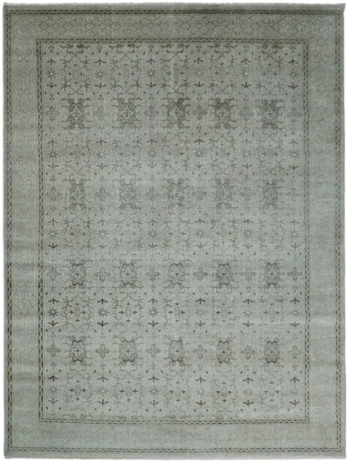 8x10, 9x12 and 10x14 Hand Knotted Wool Blend Silver and Brown Area Rug | EMP7