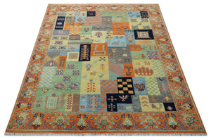 8x10 Antique Style Tribal Multi Color Hand knotted Traditional Wool Area Rug