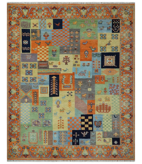 8x10 Antique Style Tribal Multi Color Hand knotted Traditional Wool Area Rug