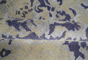 8x10 Beige, Blue and Silver Antique Style, Abstract Hand Knotted Low pile Wool Area Rug
