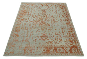 8x10 Beige and Peach Modern Abstract Hand Knotted Wool and Bamboo Silk Area Rug