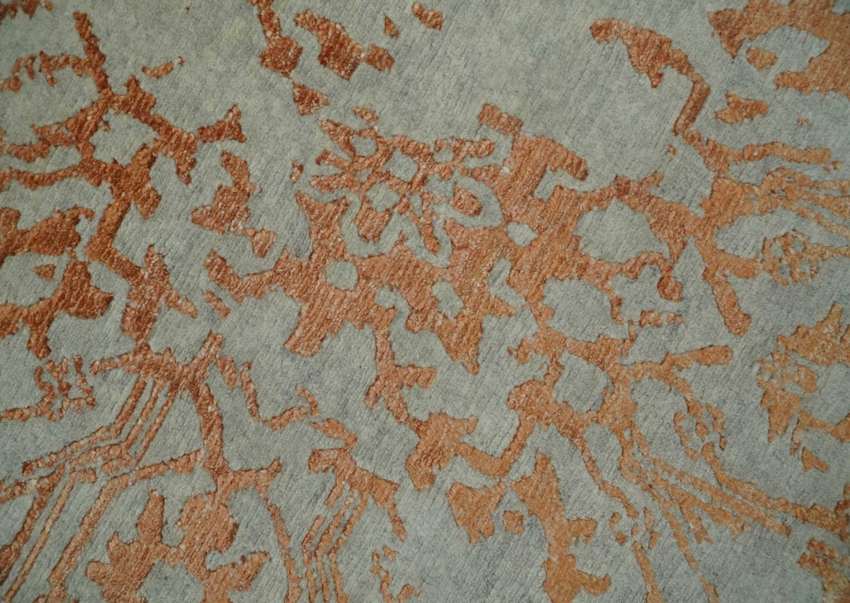 8x10 Beige and Peach Modern Abstract Hand Knotted Wool and Bamboo Silk Area Rug