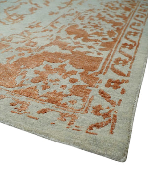 8x10 Beige and Peach Modern Abstract Hand Knotted Wool and Bamboo Silk Area Rug