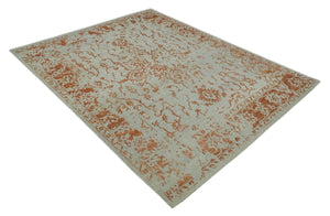 8x10 Beige and Peach Modern Abstract Hand Knotted Wool and Bamboo Silk Area Rug