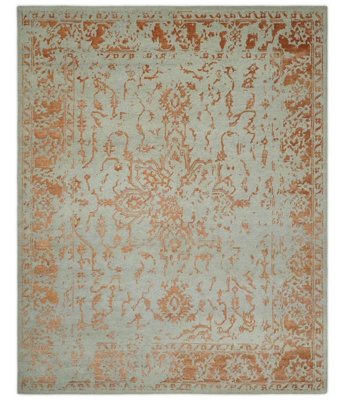 8x10 Beige and Peach Modern Abstract Hand Knotted Wool and Bamboo Silk Area Rug