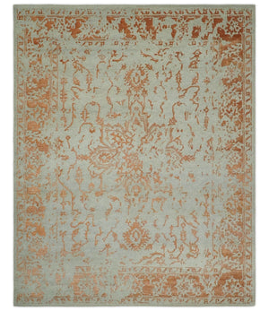 8x10 Beige and Peach Modern Abstract Hand Knotted Wool and Bamboo Silk Area Rug