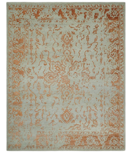 8x10 Beige and Peach Modern Abstract Hand Knotted Wool and Bamboo Silk Area Rug