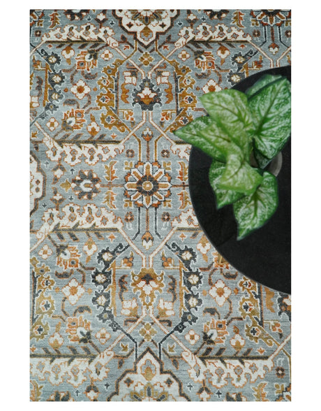 8x10 Blue and Brown Bamboo Silk Traditional Persian Antique Area Rug | TRDCP200810