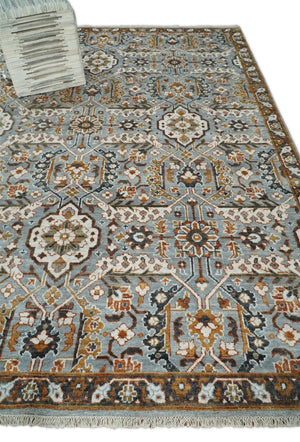 8x10 Blue and Brown Bamboo Silk Traditional Persian Antique Area Rug | TRDCP200810
