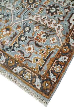 8x10 Blue and Brown Bamboo Silk Traditional Persian Antique Area Rug | TRDCP200810