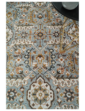 8x10 Blue and Brown Bamboo Silk Traditional Persian Antique Area Rug | TRDCP200810