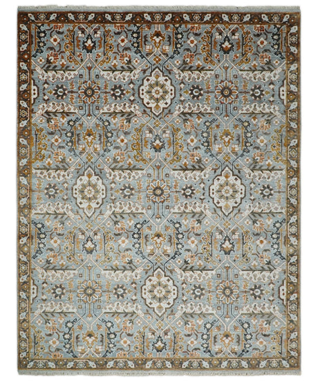 8x10 Blue and Brown Bamboo Silk Traditional Persian Antique Area Rug | TRDCP200810