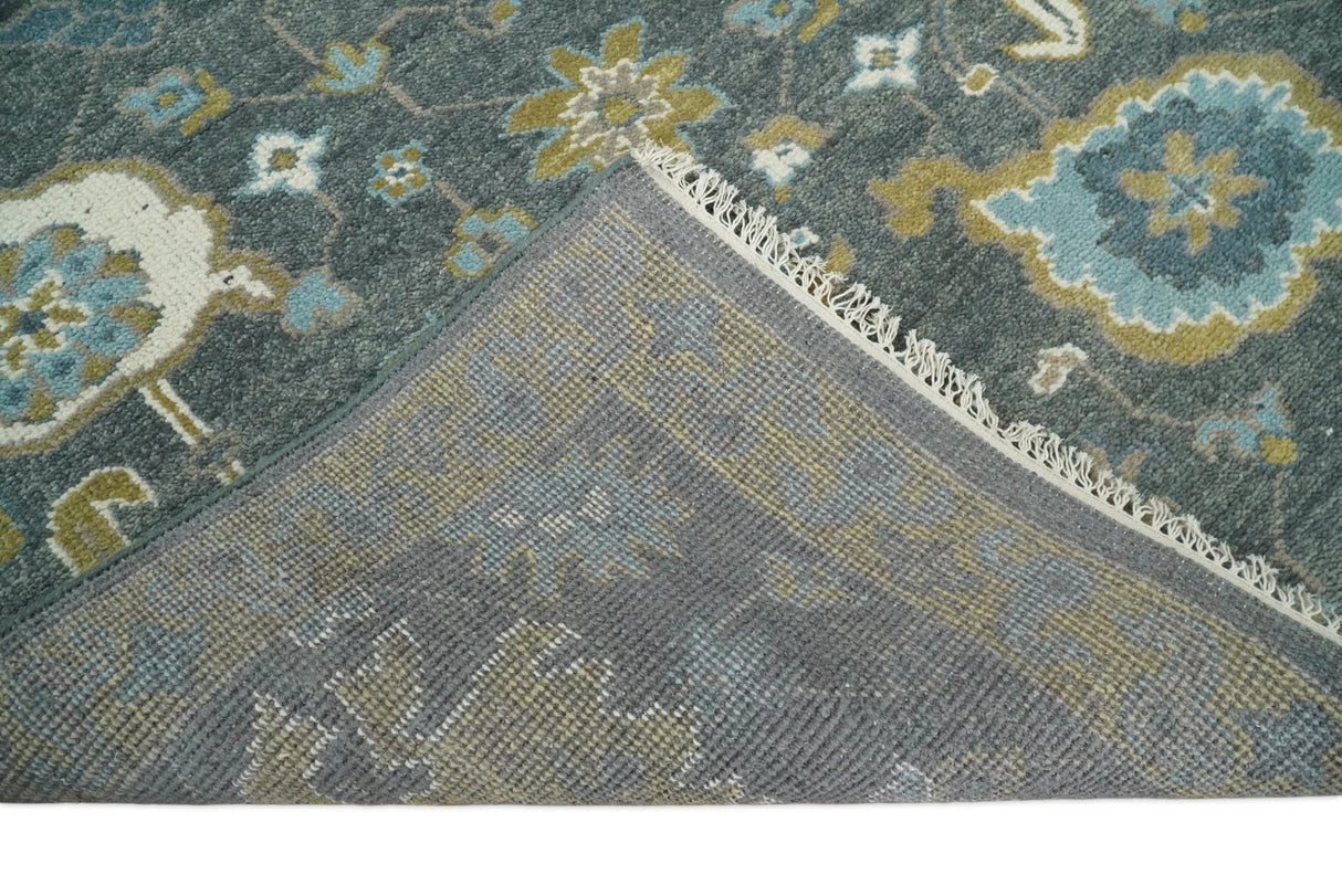 8x10 Blue and Brown Traditional Persian Hand knotted Antique Vintage Persian Oushak Area Rug | TRD49673