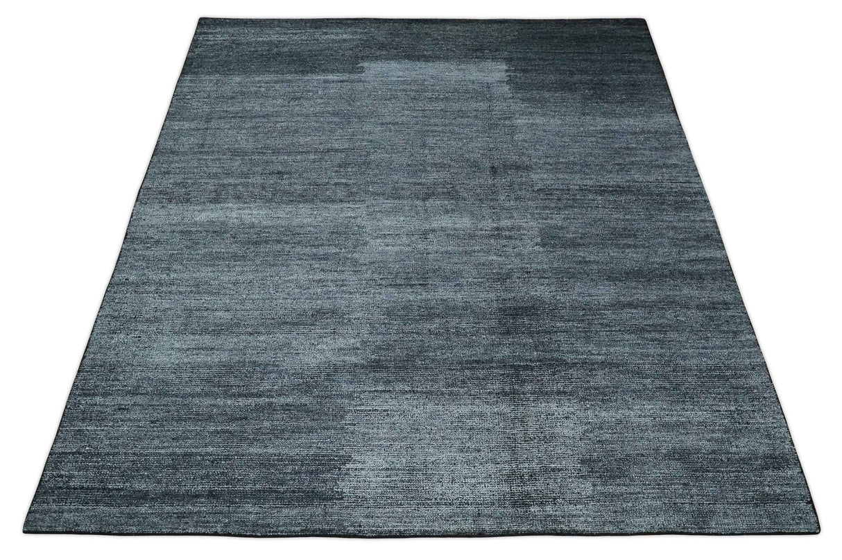 8x10 Charcoal and Silver Blended Hand knotted Bamboo Silk Area Rug